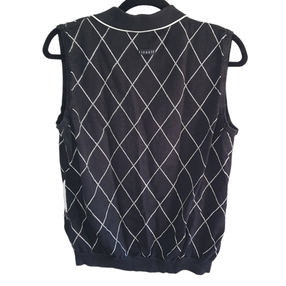 LIZ GOLF Elegant Shirt Vest Collar V Neck Black/Red/White Women's Size L - Picture 5 of 8